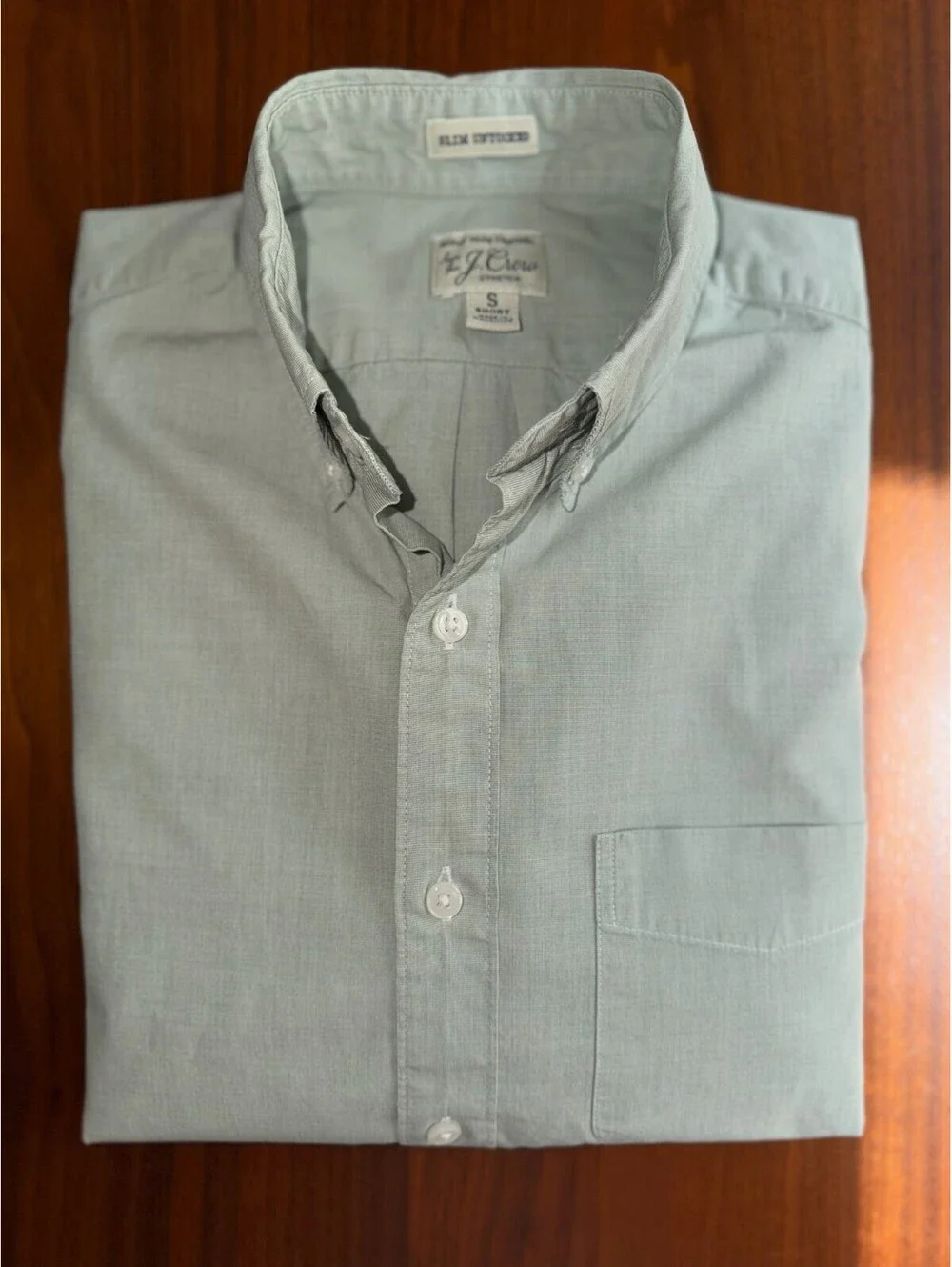 J.Crew Slim Untucked Light Green Button-Down Shirt - Size S